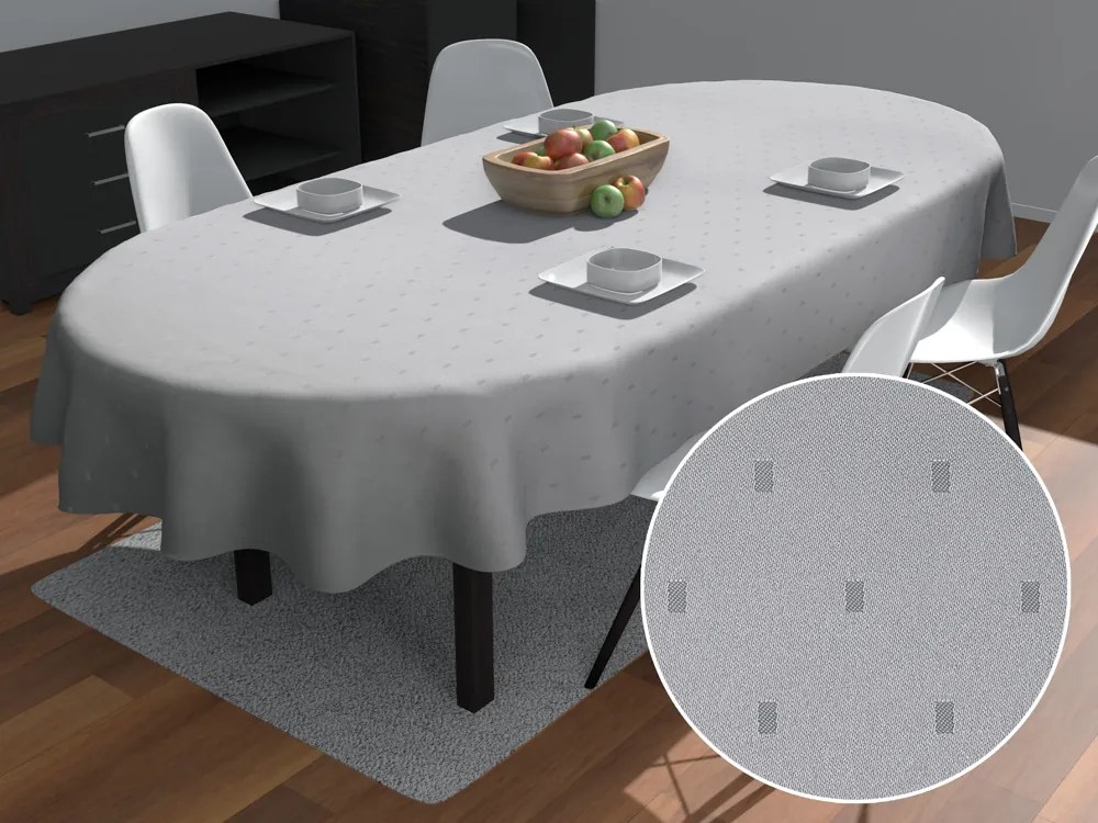 Biante Teflónový oválny obrus TF-080 Obdĺžničky na sivom 140x180 cm