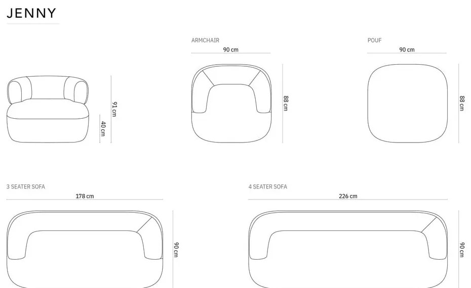 Svetloružové kreslo z textílie buklé Jenny – Micadoni Home