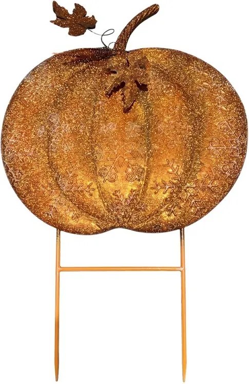 Rustikálny záhradný oranžový zápich tekvice Pumpkin Rust - 48*3*72 cm