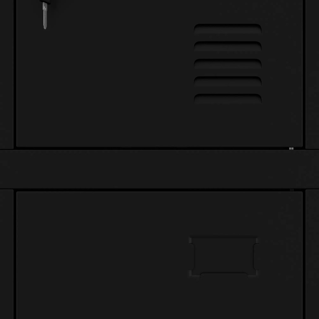 Kovová BHP raňajková skrinka MARCIN, 900 x 1850 x 400 mm, čierna