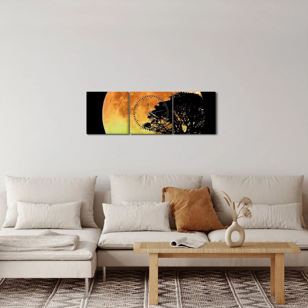 Obraz tieňov v mesačnom svetle (s hodinami) (90x30 cm)