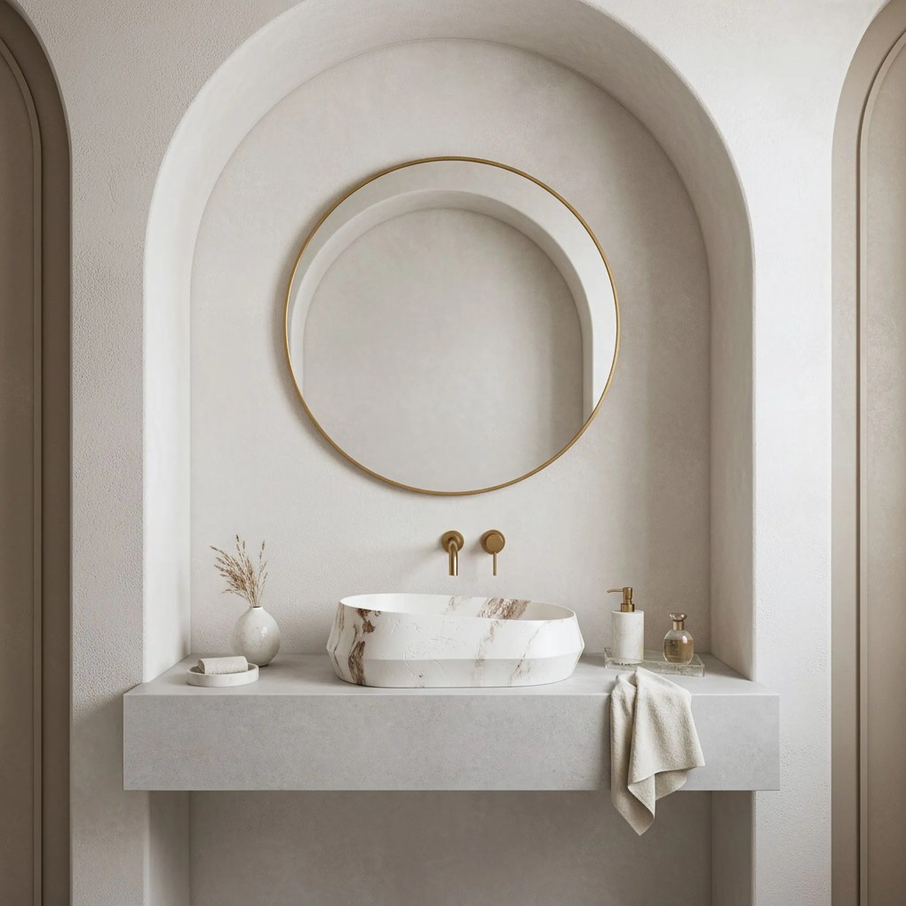 Rea Zoe Travo, umývadlo na dosku 590×380×170 mm, béžová / ecru imitácia kameňa matná, REA-U3540