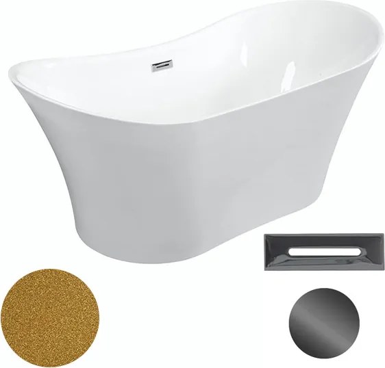 Besco Akrylátová voľne stojaca vaňa Amber Glam Z 170x80 BESCO-Typ výpuste: Click-Clack s prepadom, čierna, BESCO-Rozmery: 170x80, BESCO-Farba: Biela/…