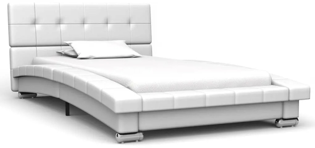 vidaXL Posteľný rám biely 200x90 cm umelá koža
