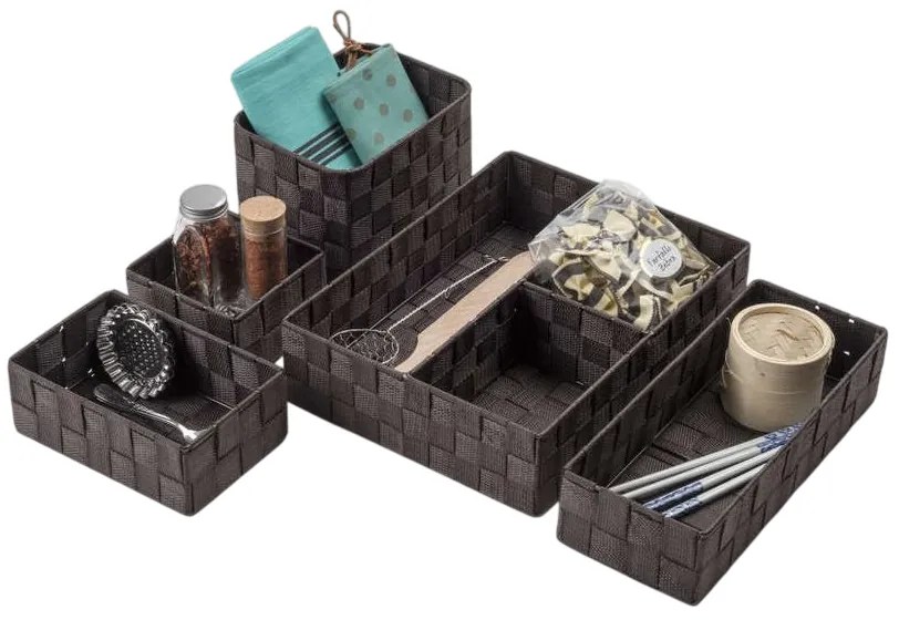 Compactor Úložný organizér do zásuvky Compactor TEX - košík S, 12 x 12 x 7 cm, čokololádový, S