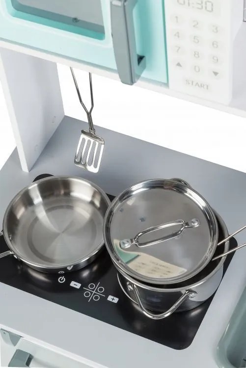 EcoToys Drevená kuchynka s príslušenstvom, šedá, 7256