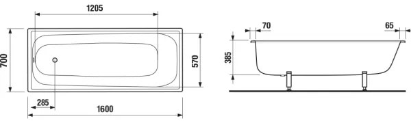 JIKA H2340600000001 - Vaňa RIGA 160x70 oceľ/biela