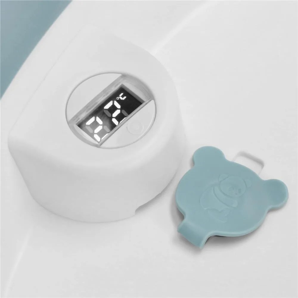 SPRINGOS Skladacia detská vanička 35 L pre bábätká, s teplomerom a vankúšikom, biela a modrá SB0063