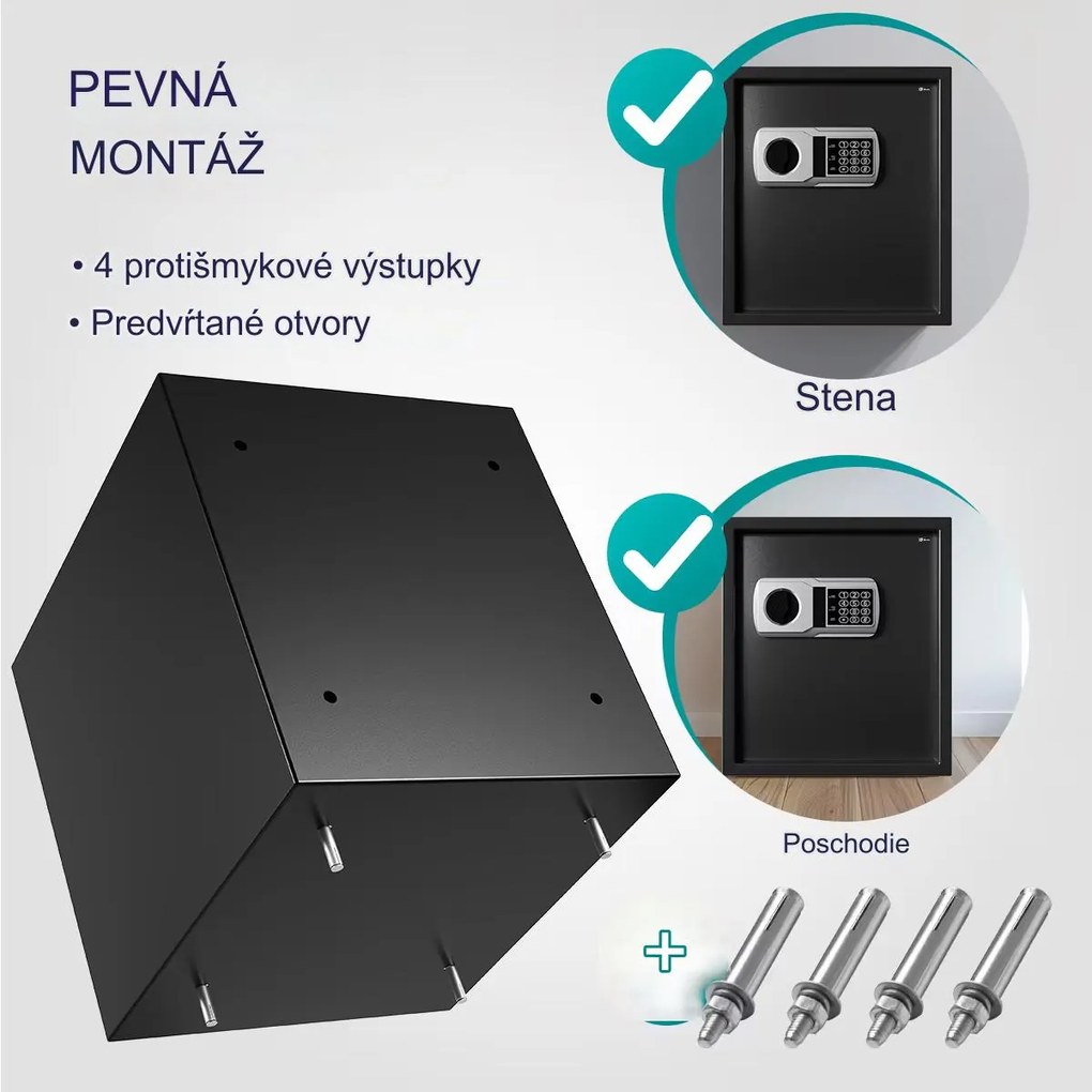 InternetovaZahrada Bezpečnostný trezor Defer Plus - 35x40x40cm čierny