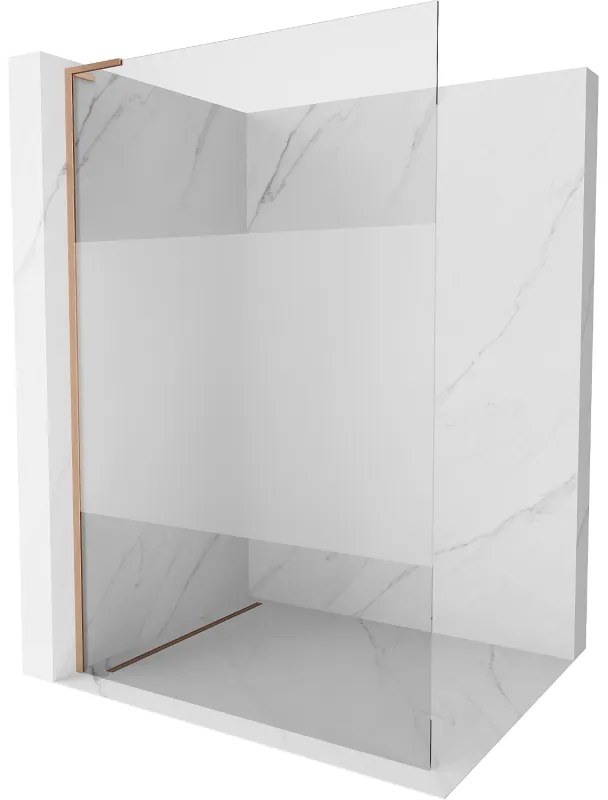 Mexen Kioto L, sprchová zástena Walk-In 110 x 200 cm, 8mm číre sklo-námraza, medený matný profil, 800-110-103-65-35