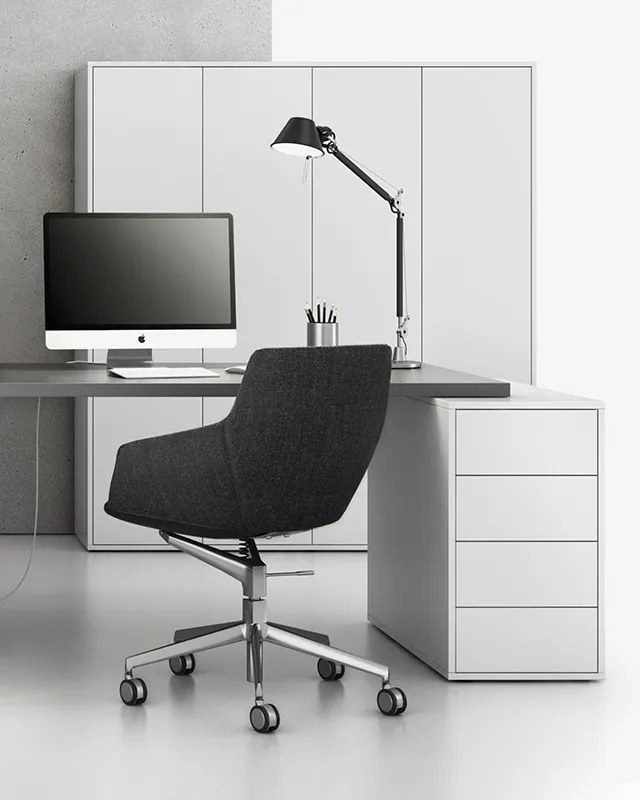 Kancelársky prístavný kontajner BLOCK, 400 x 800 x 710 mm, 4 zásuvky, biela