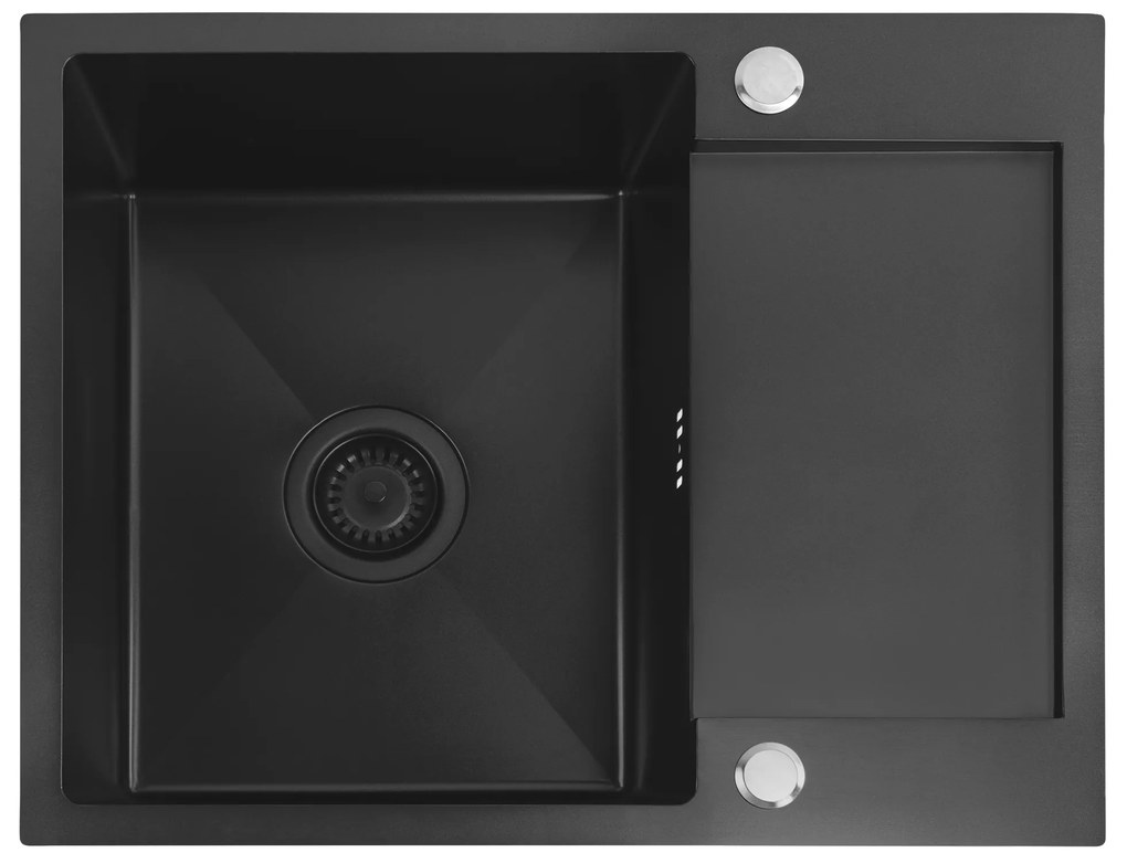 Rea Paul, 1-komorový oceľový drez 600x480x185 mm, čierna matná, ZLE-06011