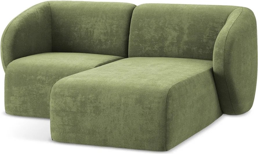 Zelená ženilková rohová pohovka (pravý roh/s leňoškou) Lani – Makamii