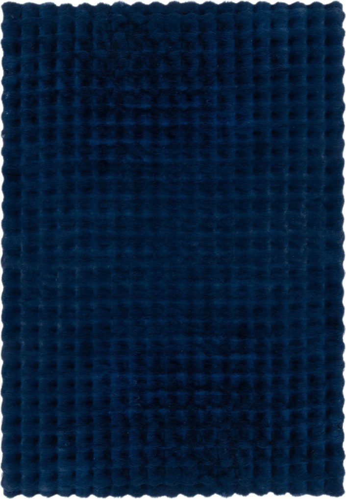Kusový koberec Waffle Faux Fur Navy, 180x290, modrá, obývacia izba, Flair Rugs