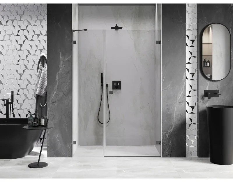 Mexen Lunar-B, pravé otočné sprchové dvere 140 cm, 8mm číre sklo, grafitový profil, 832S-140-050-95-00-P