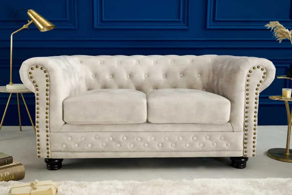 Dizajnová dvojsedačka Chesterfield 150 cm šampanský zamat