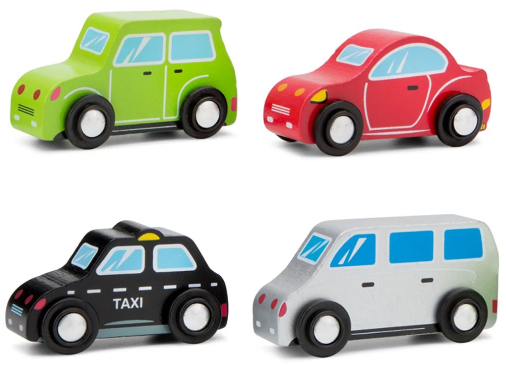 Súprava drevených mini autíčok - 4 ks