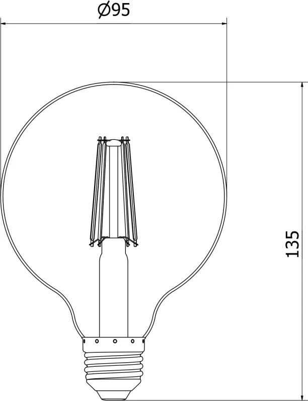 Mexen Vintis, LED žiarovka E27, G95, 8W, Teplá - 2700K, 750 lm, jantárová - L157-E27-0827-50