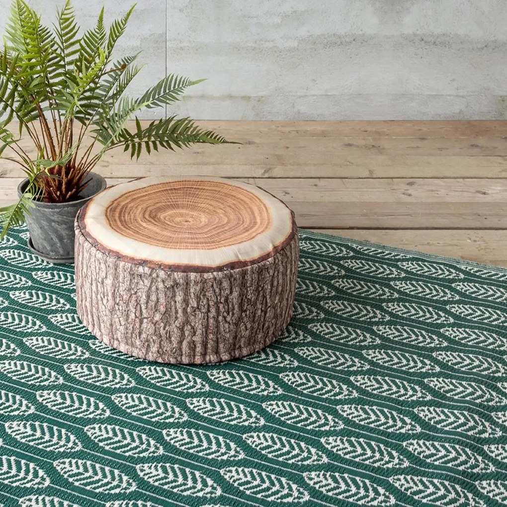 Esschert Design Koberec Leafs, 150x242,5 cm, zelená