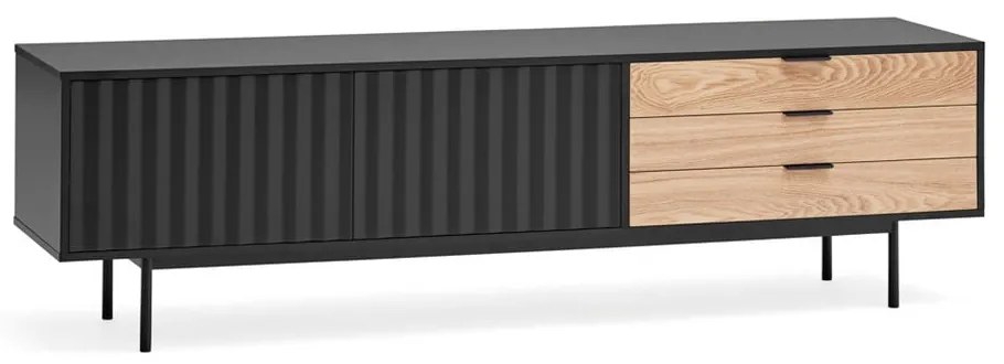 TV stolík v dekore duba v čierno-prírodnej farbe 180x52 cm Sierra – Teulat