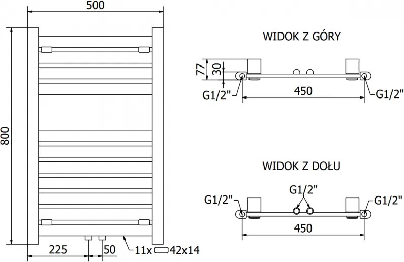 Mexen Uran, elektrické vykurovacie teleso 800x500 mm + vykurovacia tyč 300 W, chrómová, W105-0800-500-2300-01