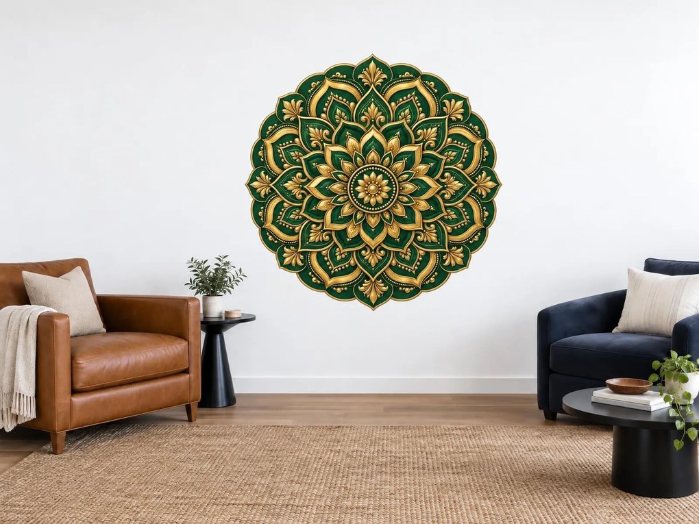 Smaragdová mandala arch 46 x 46 cm