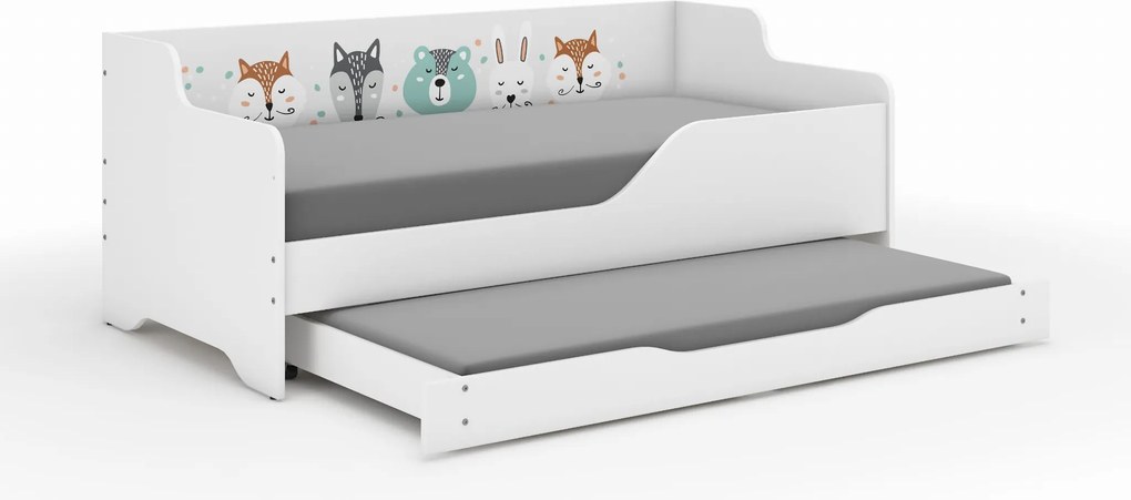 Wooden Toys Detská posteľ LILU 160x80 ZVIERATKÁ s funkciou spania