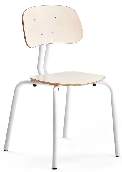 Školská stolička YNGVE, so 4 nohami, biela, breza, V 460 mm