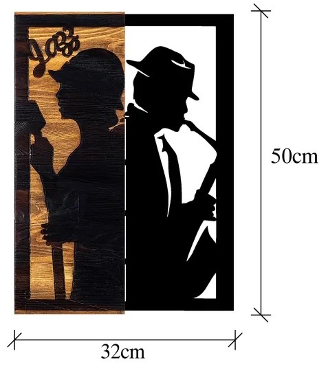 Nástenná dekorácia 32x50 cm jazz drevo/kov