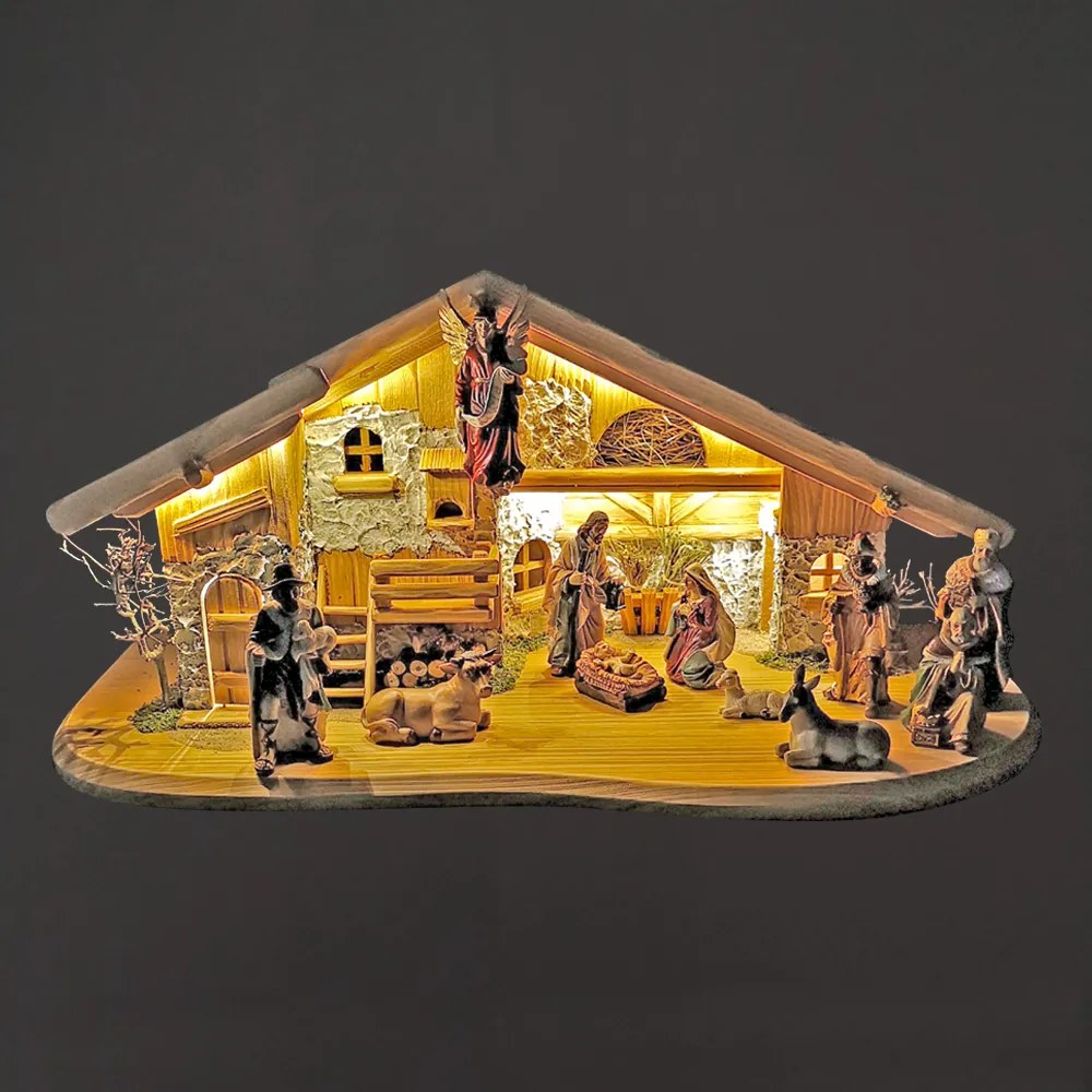 AMADEA Drevený betlehem BEZ FIGURÍK 65 cm