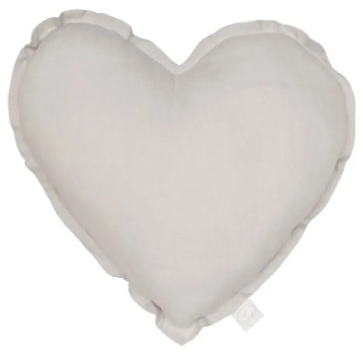 Cotton &amp; Sweets Mini ľanový vankúš srdce svetlo sivá 28 cm