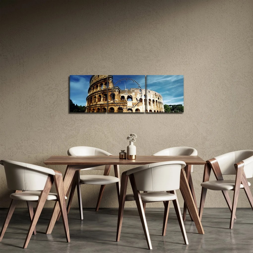 Obraz - Koloseum v Ríme, Taliansko (s hodinami) (90x30 cm)