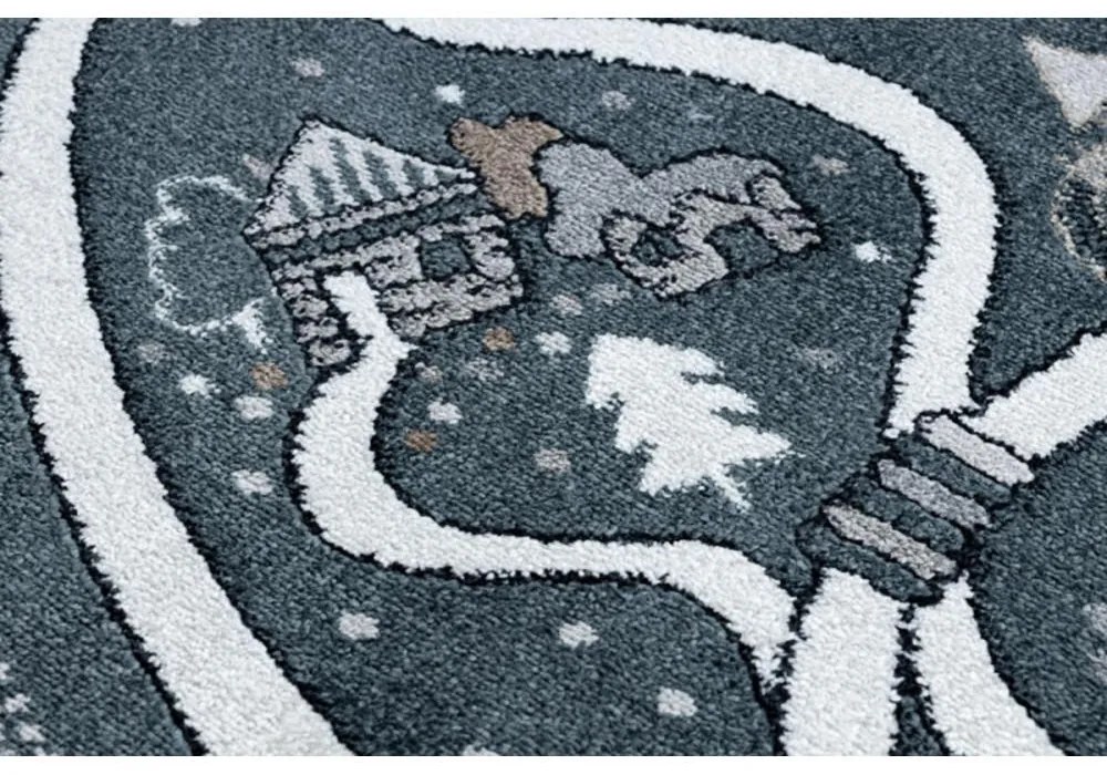 Detský kusový koberec Dedinka sivomodrý kruh 140cm