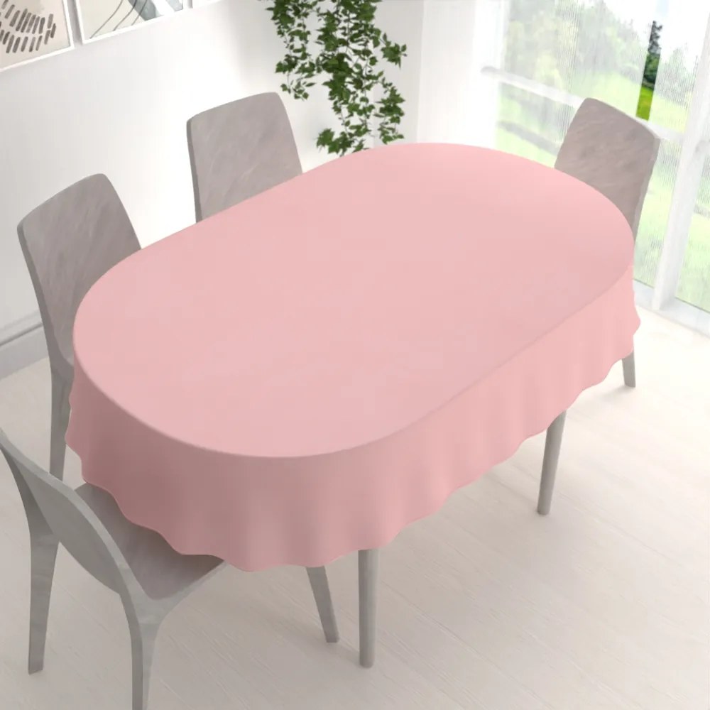 Biante Teflónový oválny obrus - Paris TF-125 Púdrovo ružový 140x160 cm