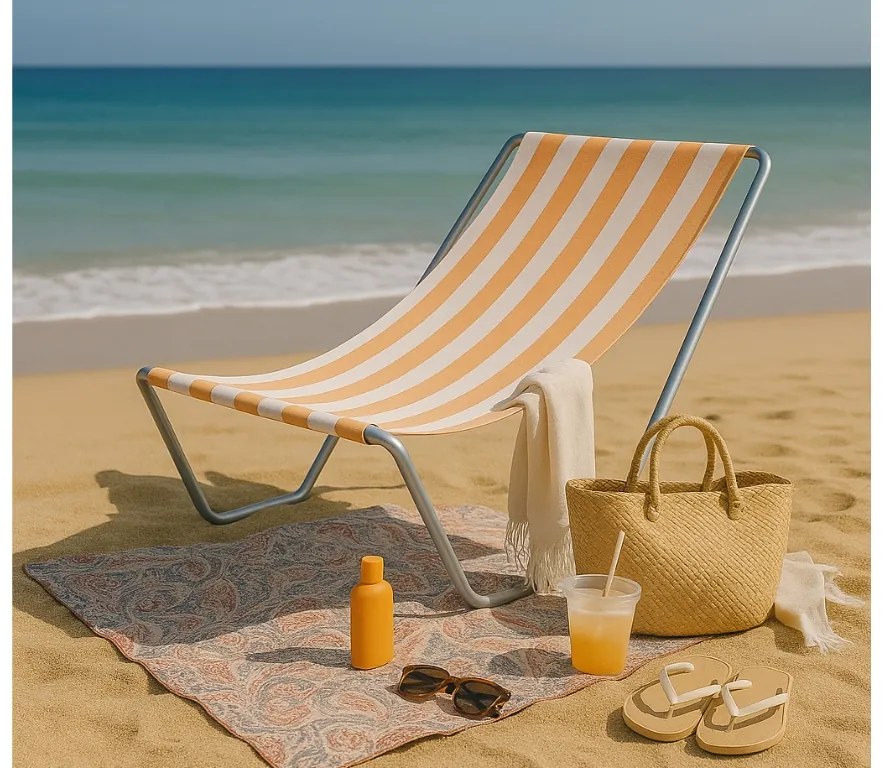 Skladacie plážové ležadlo SAND, oranžové pruhy