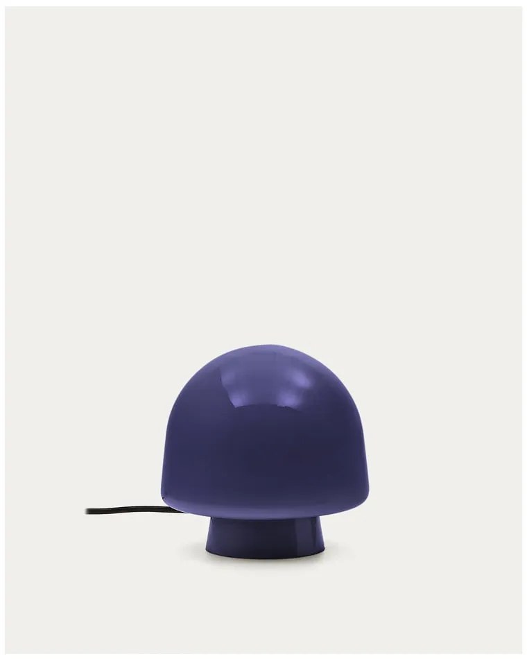 Tmavomodrá stolová lampa so skleneným tienidlom (výška 20 cm) Reig – Kave Home