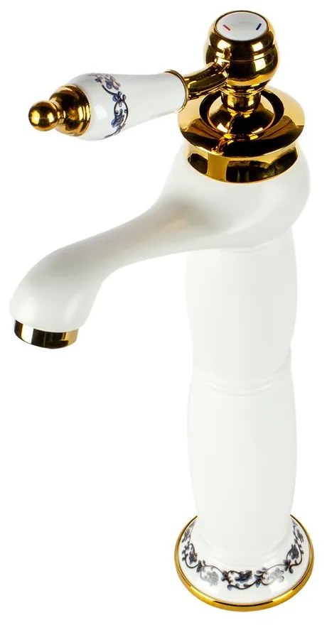 Izmir White & Gold zvýšená retro umývadlová batéria