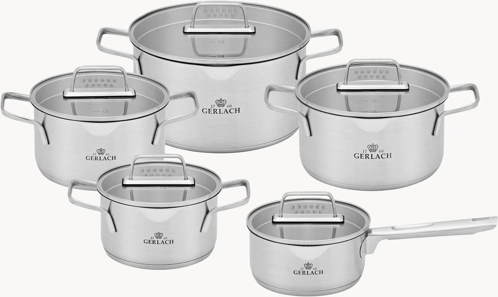 Hrnce z nehrdzavejúcej ocele Ambiente, 5 ks