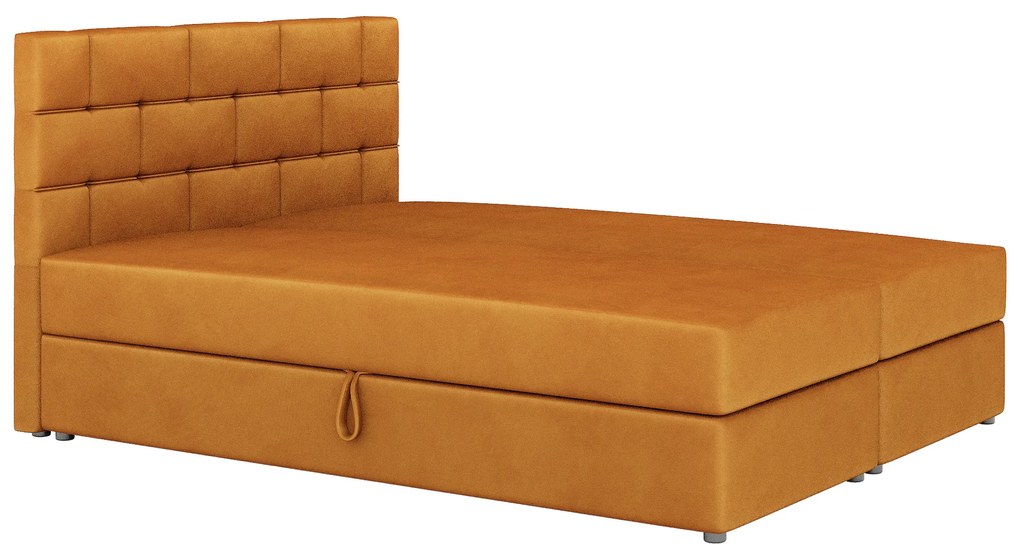 Manželská posteľ Boxspring 140x200 cm Waller Comfort (horčicová) (s roštom a matracom). Akcia -20%. Vlastná spoľahlivá doprava až k Vám domov. 1056368