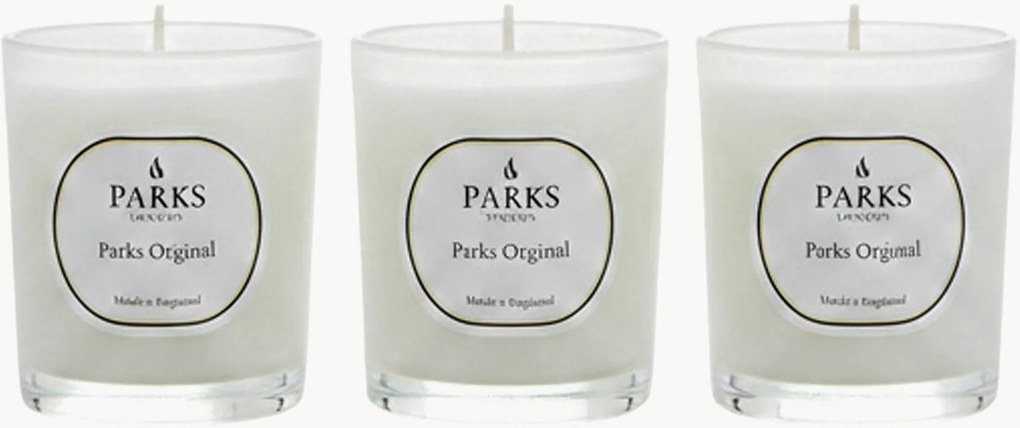 Ručne vyrobené vonné sviečky Parks Original (Lemon, Lavander & Amber), 3 ks