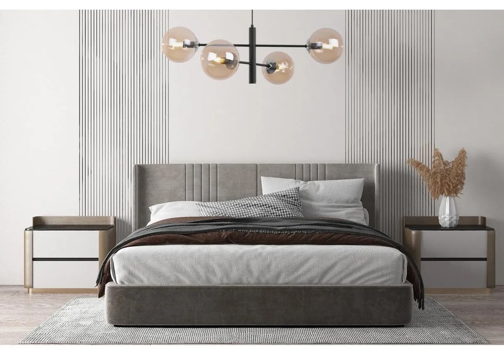 Závesne svietidlo Paris, 4x medové sklenené tienidlo, B/CH