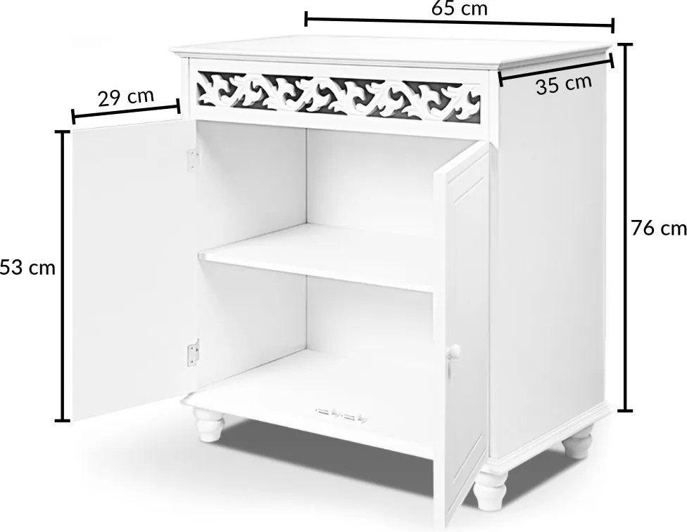 Komoda JERSEY, 76 x 65 x 35 cm, biela Casaria