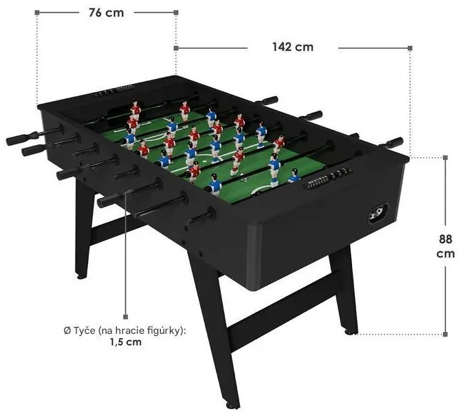 InternetovaZahrada Stolný futbal 142x76x88 cm
