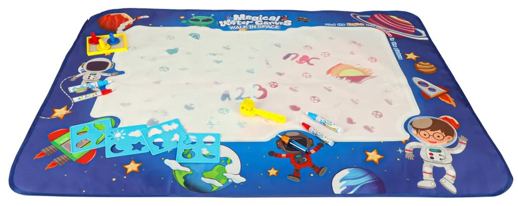 KIK Podložka na maľovanie vodou pre deti 3+ – vesmírna súprava 120×90 cm, bez neporiadku