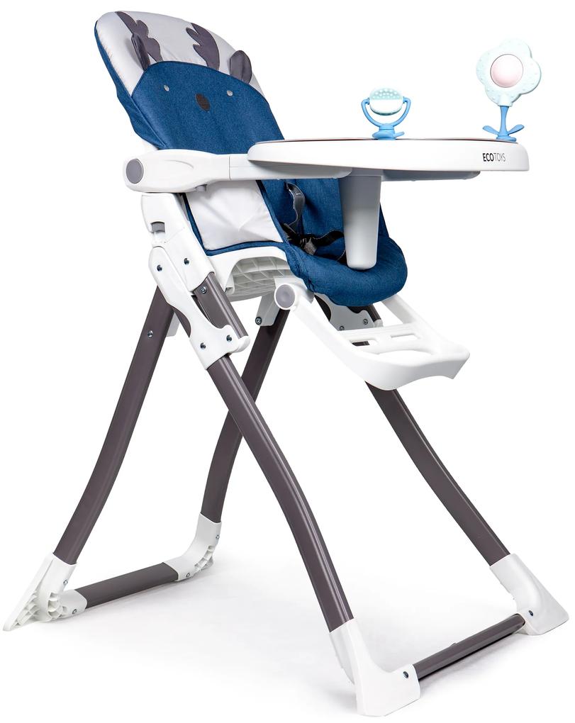 EcoToys Detská skladacia stolička na kŕmenie - modrý sob