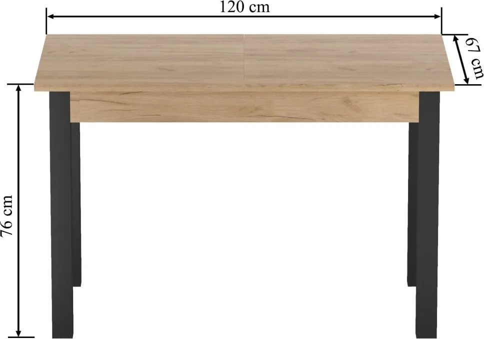Dekorstudio Rozkladací jedálenský stôl CRAFTON dub zlatý craft/čierna konštrukcia