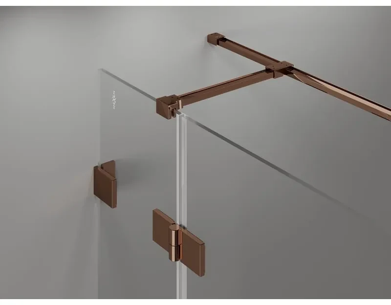 Mexen Lunar T, výklopný sprchový kút pravý 135 x 100 cm, 8mm číre sklo, profil ružové zlato, 834T-135-100-60-00-P