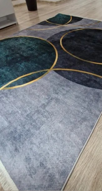 Moderný koberec s geometrickým vzorom VELVET M388 – sivá/hnedá/navy Rozmer: 140x200 cm