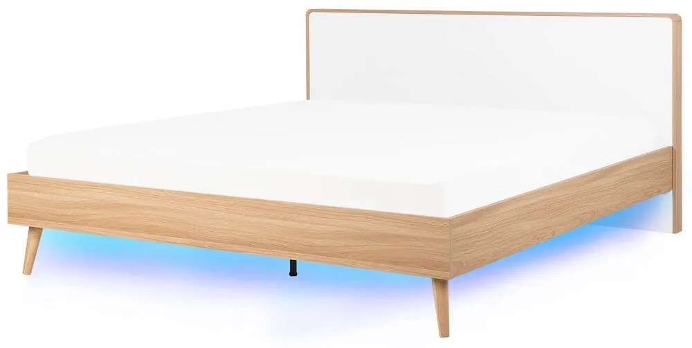 Manželská posteľ 180 cm SERVI (s roštom a LED osvetlením) (svetlé drevo). Vlastná spoľahlivá doprava až k Vám domov. 1007525