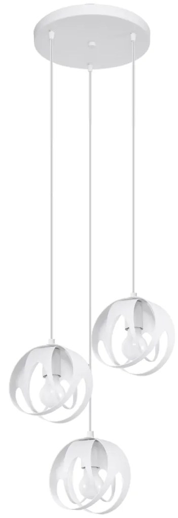 Závesné svietidlo Tulos 3p, 3x biele kovové tienidlo